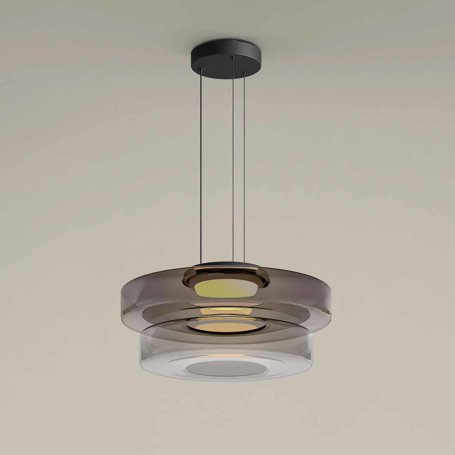 Gelaagde Glazen Hanglamp met Meerdere Schijven 1-2-3 Lagen Dimbare Plafondlamp voor Eetkamer Woonkamer Keuken Scandinavisch Design | Sansoti