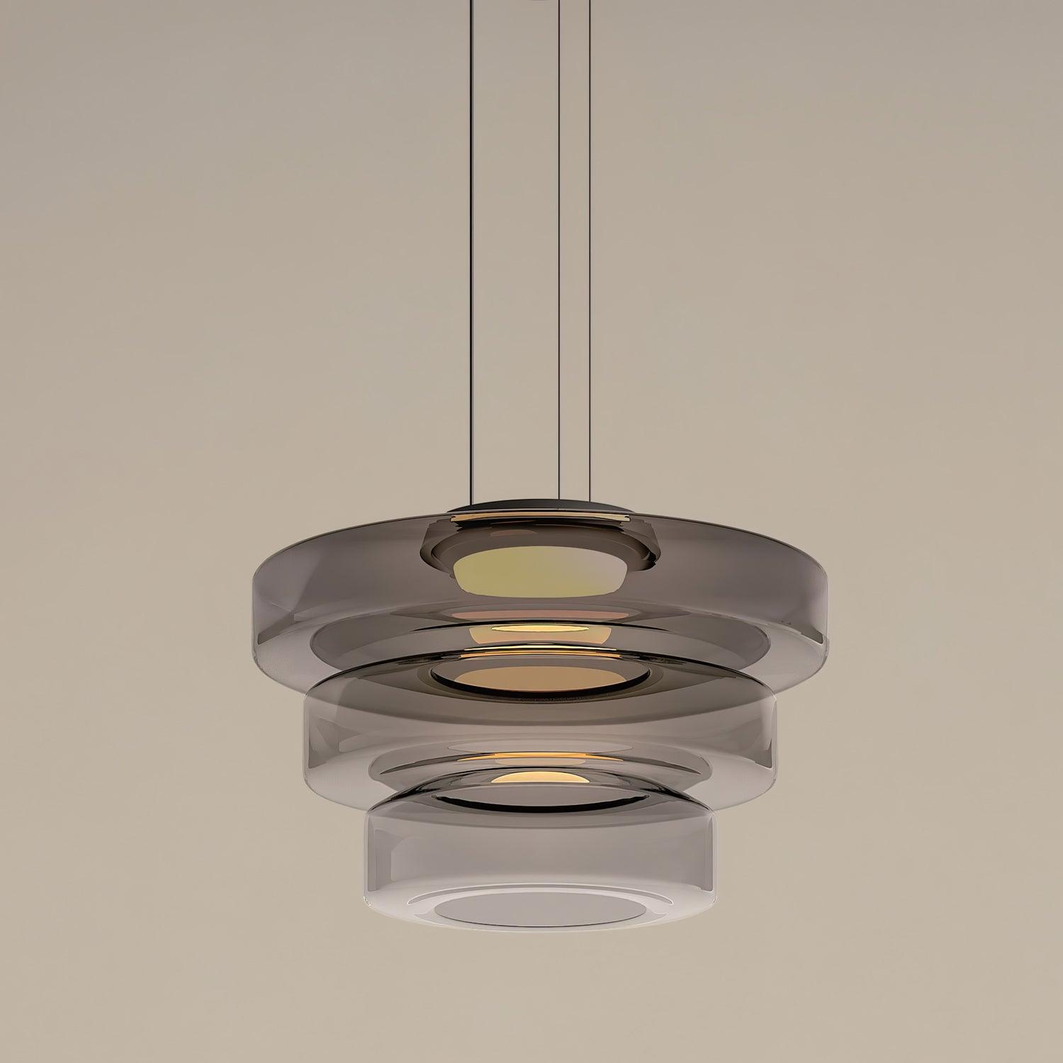 Gelaagde Glazen Hanglamp met Meerdere Schijven 1-2-3 Lagen Dimbare Plafondlamp voor Eetkamer Woonkamer Keuken Scandinavisch Design | Sansoti
