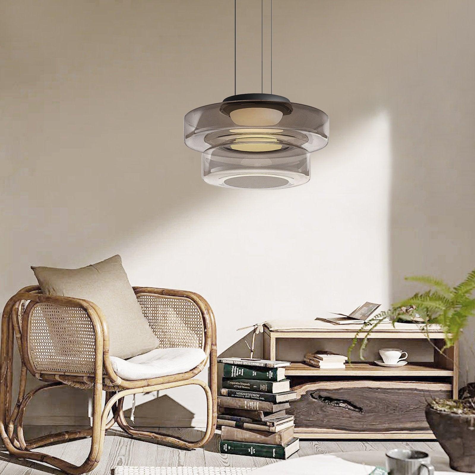 Gelaagde Glazen Hanglamp met Meerdere Schijven 1-2-3 Lagen Dimbare Plafondlamp voor Eetkamer Woonkamer Keuken Scandinavisch Design | Sansoti