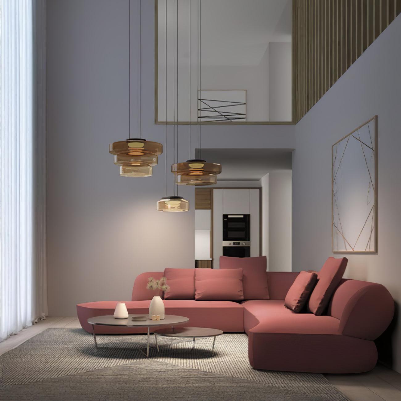 Gelaagde Glazen Hanglamp met Meerdere Schijven 1-2-3 Lagen Dimbare Plafondlamp voor Eetkamer Woonkamer Keuken Scandinavisch Design | Sansoti