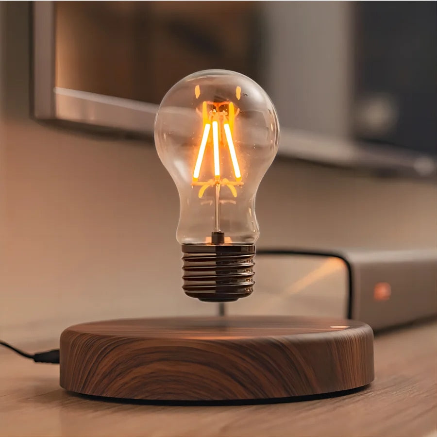 Magnetic Floating LED Lamp with Walnut Base – Modern Table Lamp for Living Room | Sansoti