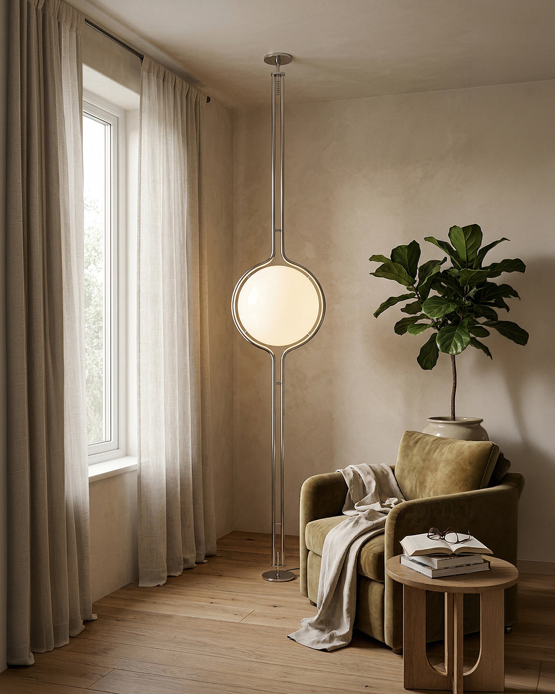 Moderne Vloerlamp met Chroomafwerking en Acrylbollen – Sfeervolle Verlichting voor Woonkamer en Slaapkamer | Sansoti