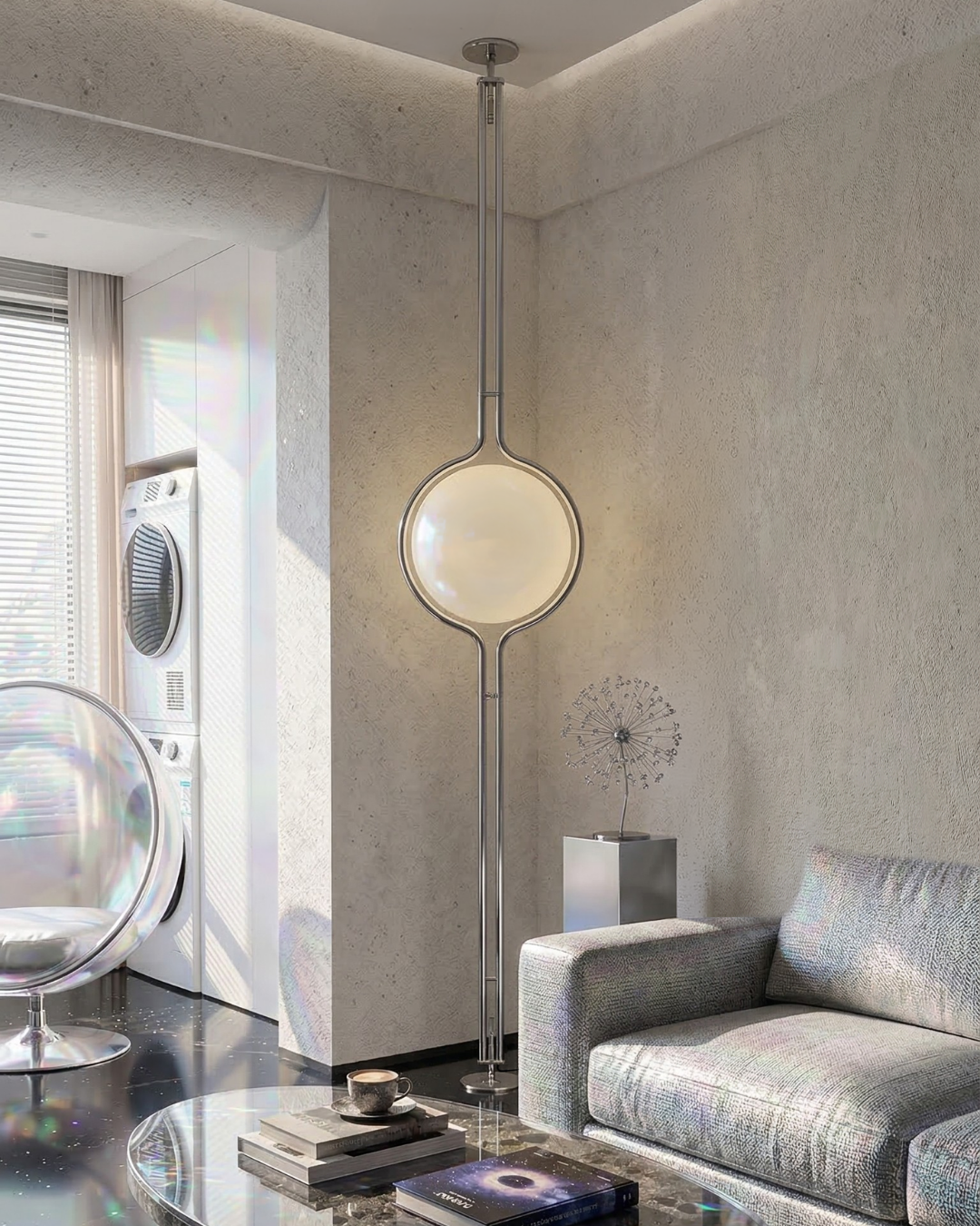 Moderne Vloerlamp met Chroomafwerking en Acrylbollen – Sfeervolle Verlichting voor Woonkamer en Slaapkamer | Sansoti