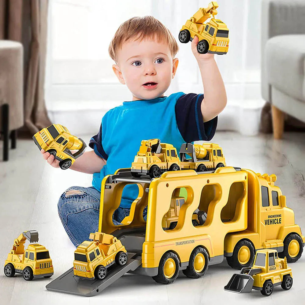 Speelgoed Autotransporter met Licht en Geluid voor Kinderen - Dubbeldeks Voertuigenset met Bergingsruimte | Sansoti