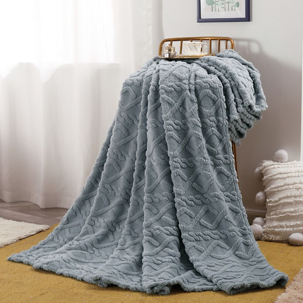 Wolkenplaid aus Fleece, 3D-Struktur, gestrickte Vier-Jahreszeiten-Kuscheldecke für Sofa und Bett, Elfenbein, Beige, Braun, Schwarz | Sansoti