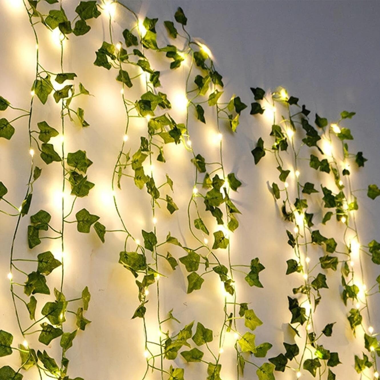LED Vintage Light String with Leaf Vines Warm White for Garden and Interior | Sansoti