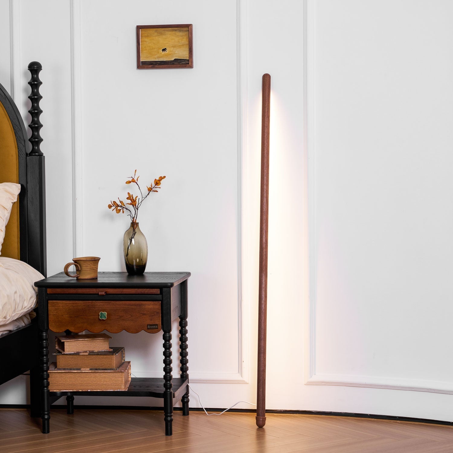 Scandinavische Vloerlamp Hout & Acryl met Geïntegreerde LED Staaflamp 135cm | Sansoti