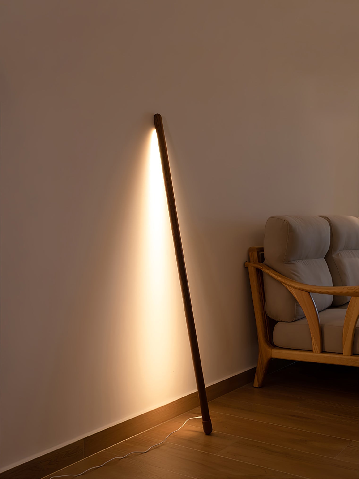 Scandinavische Vloerlamp Hout & Acryl met Geïntegreerde LED Staaflamp 135cm | Sansoti