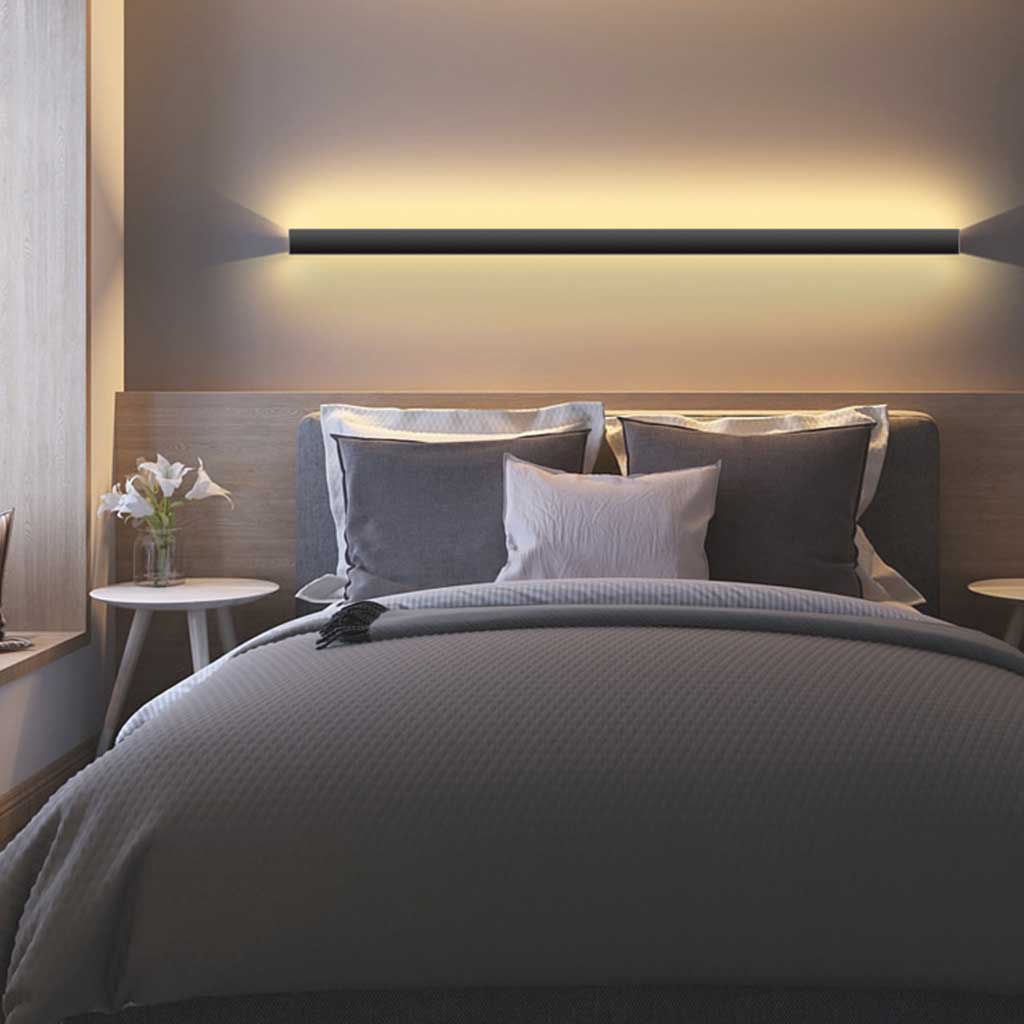 Lineare LED-Wandleuchte aus Aluminium Dimmbar Schwarz Weiß Modernes schlankes Design Schlafzimmer Wohnzimmer Stimmungsbeleuchtung | Sansoti