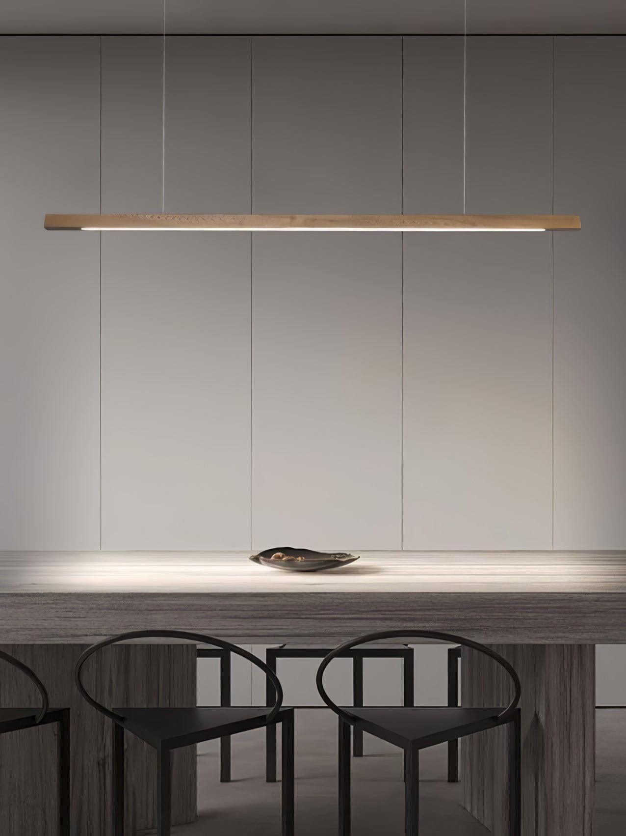 Lineaire Houten Hanglamp — Scandinavische LED Pendel met Verstelbare Hoogte | Sansoti