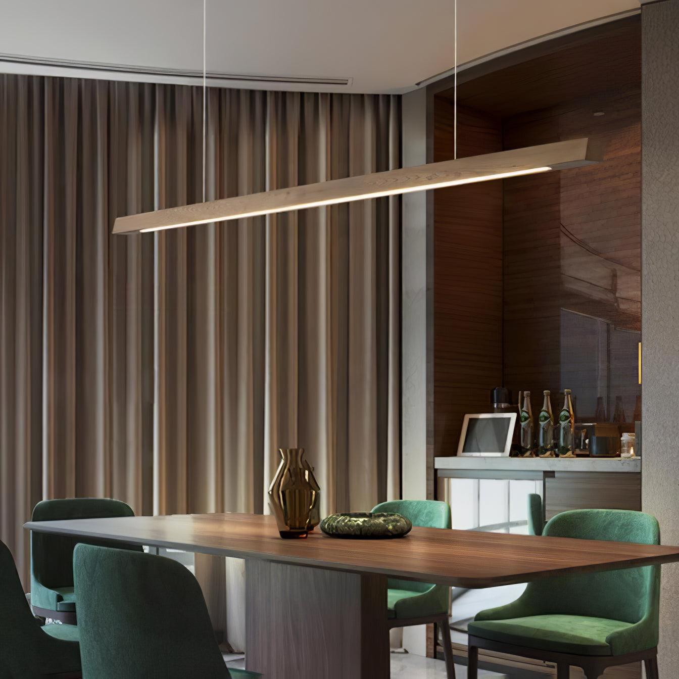 LED Hängelampe Holz Linear Warmes Licht Esstisch Kochinsel Minimalistisch Japandi Design Verstellbares Kabel Balkenlampe | Restfield