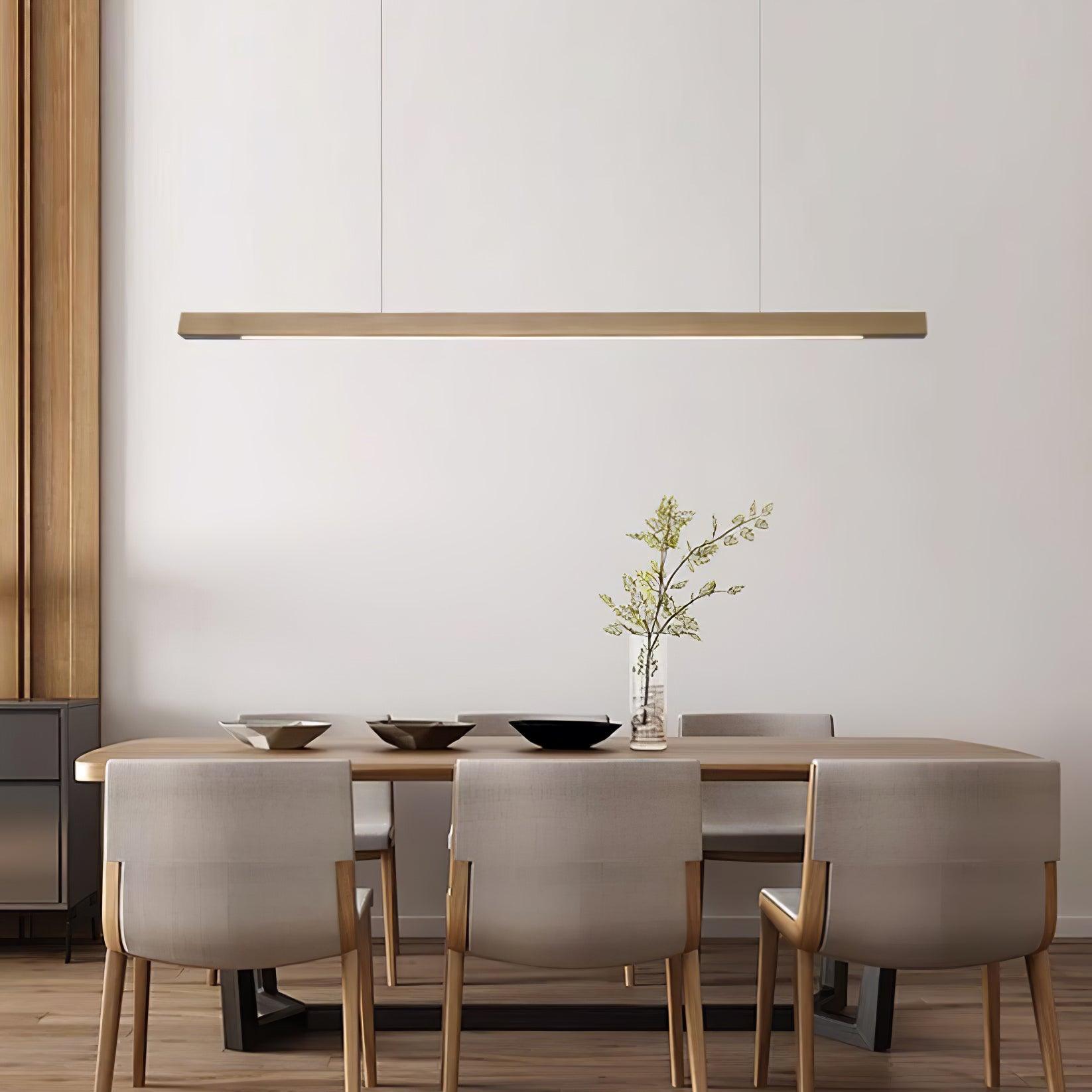LED Hängelampe Holz Linear Warmes Licht Esstisch Kochinsel Minimalistisch Japandi Design Verstellbares Kabel Balkenlampe | Restfield