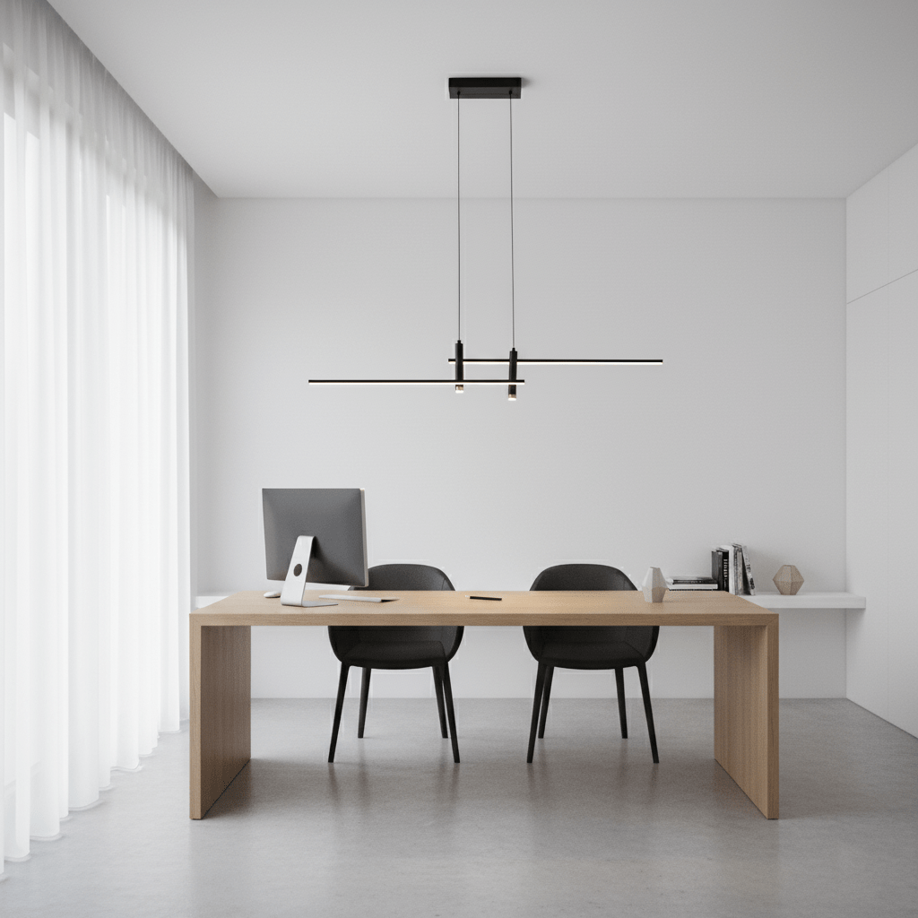 Lineaire hanglamp Links Island • 90/120/150cm • LED geïntegreerd • warm wit/neutraal/koel wit • dimbaar optie • zwart/goud • keuken-eiland boven tafel | Sansoti