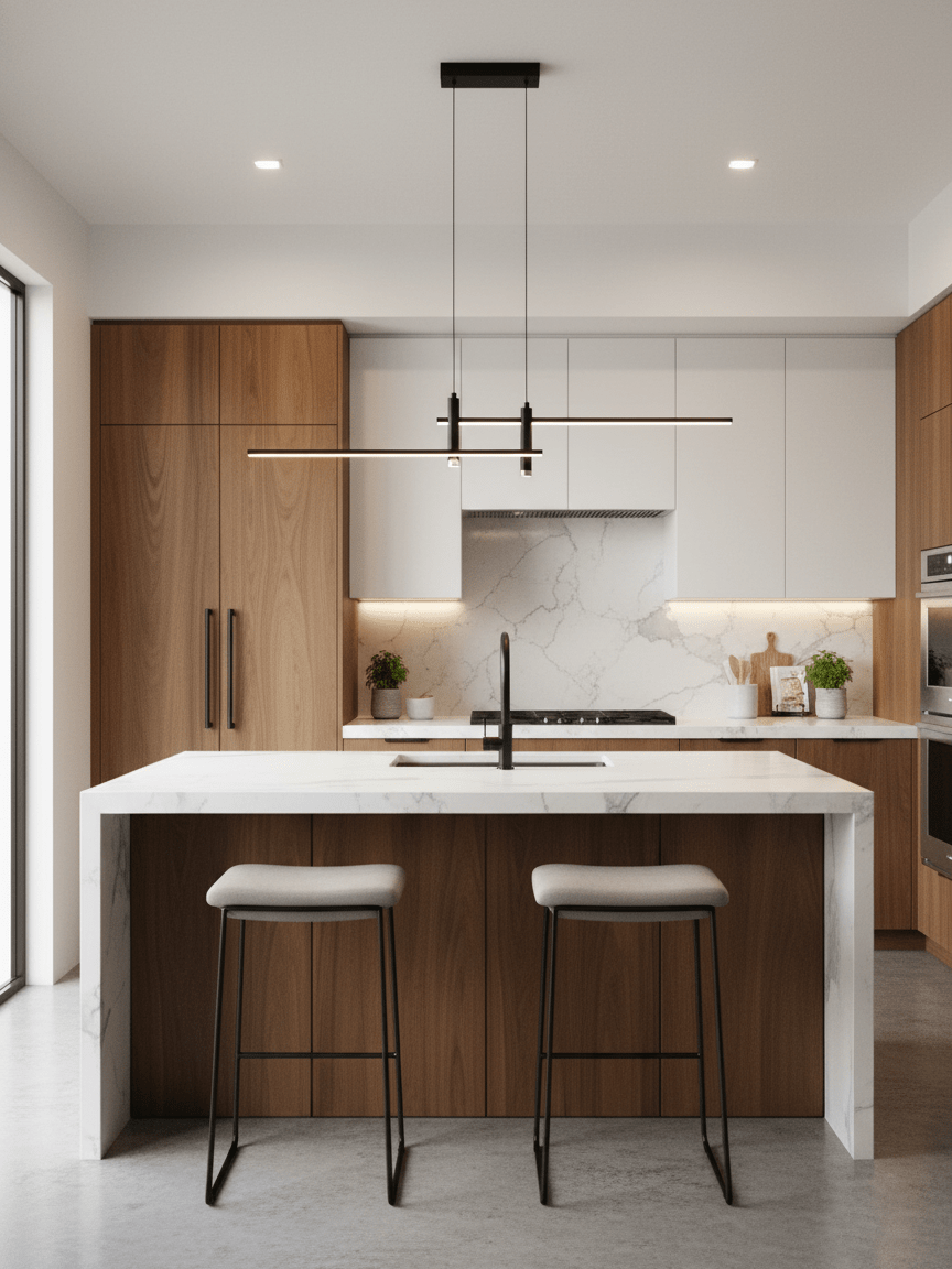 Lineaire hanglamp Links Island • 90/120/150cm • LED geïntegreerd • warm wit/neutraal/koel wit • dimbaar optie • zwart/goud • keuken-eiland boven tafel | Sansoti