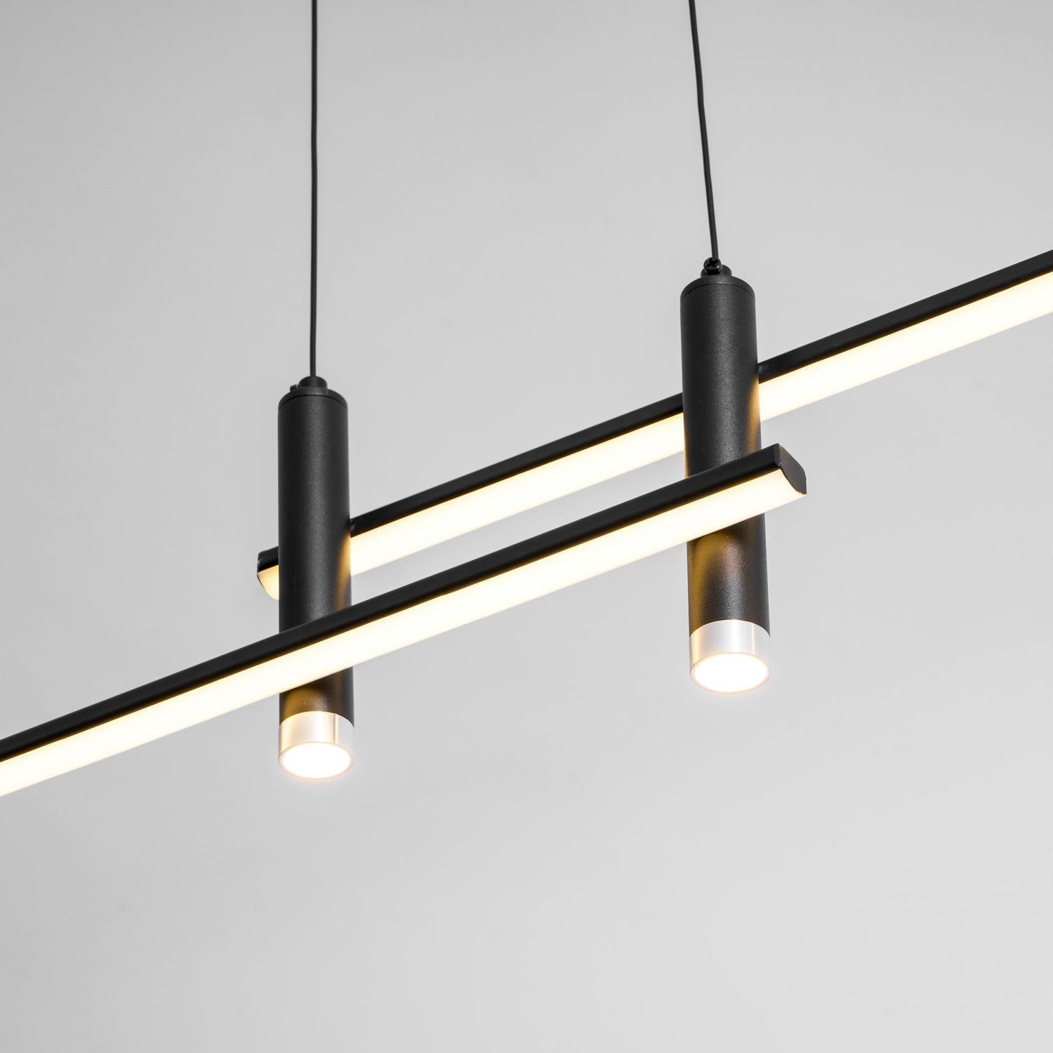 Lineaire hanglamp Links Island • 90/120/150cm • LED geïntegreerd • warm wit/neutraal/koel wit • dimbaar optie • zwart/goud • keuken-eiland boven tafel | Sansoti