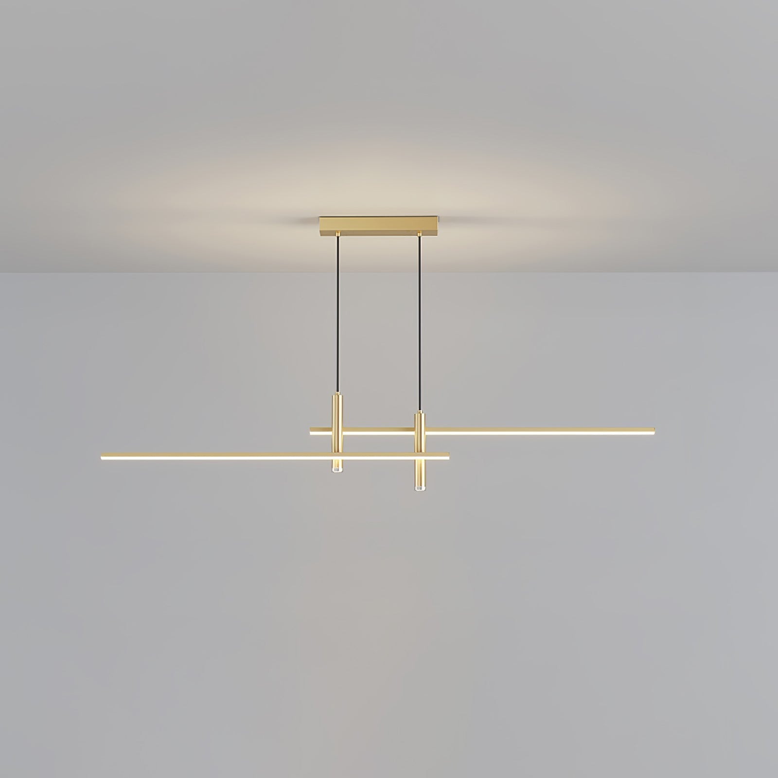 Lineaire hanglamp Links Island • 90/120/150cm • LED geïntegreerd • warm wit/neutraal/koel wit • dimbaar optie • zwart/goud • keuken-eiland boven tafel | Sansoti