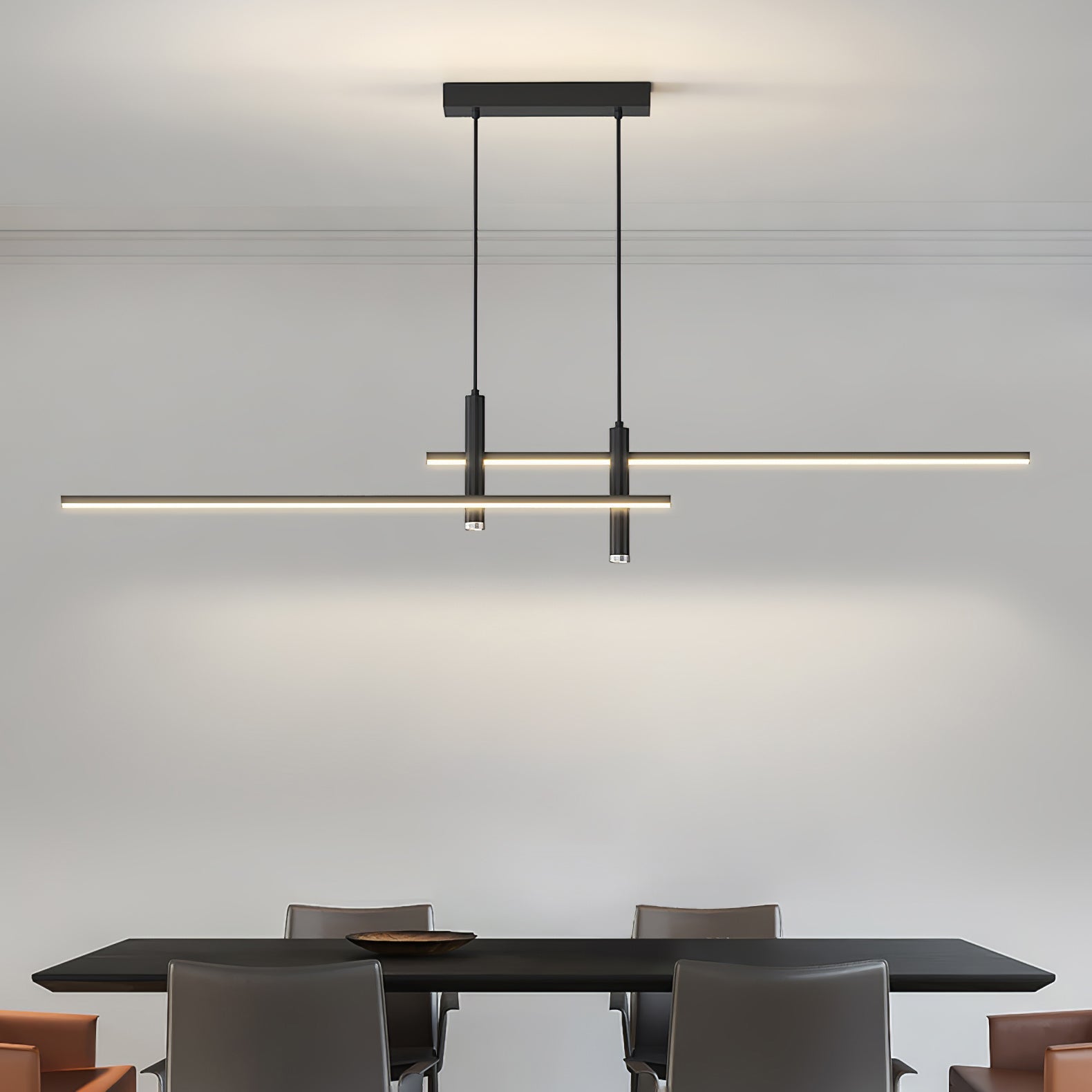 Lineaire hanglamp Links Island • 90/120/150cm • LED geïntegreerd • warm wit/neutraal/koel wit • dimbaar optie • zwart/goud • keuken-eiland boven tafel | Sansoti