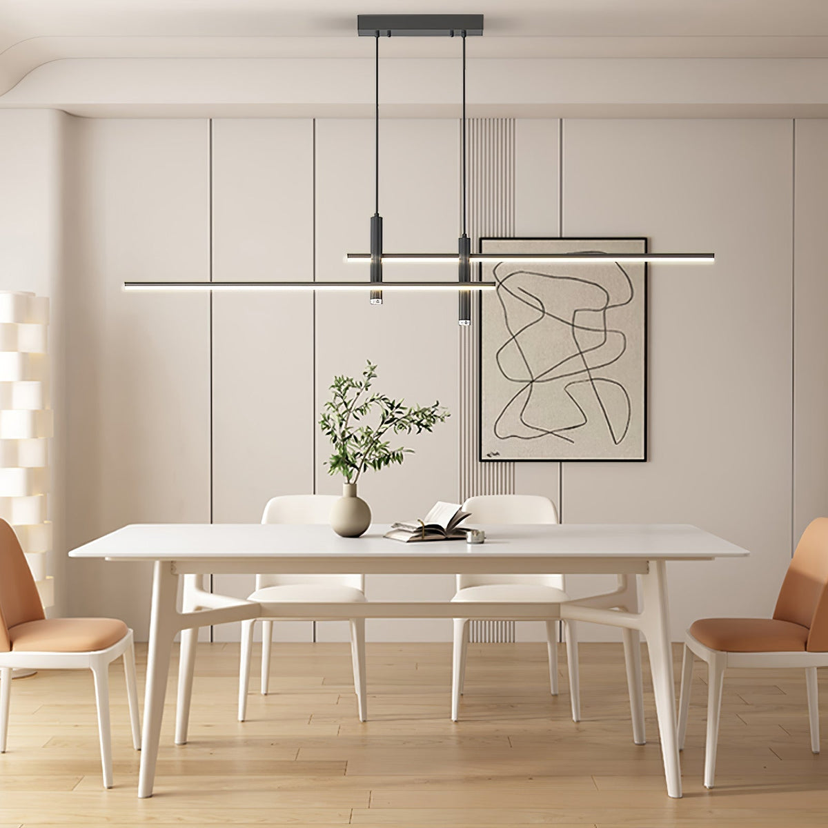 Linear Pendant Light Metal Adjustable Cord Dining Room Kitchen Island Spotlights Black Gold 90-120cm Modern Design | Sansoti