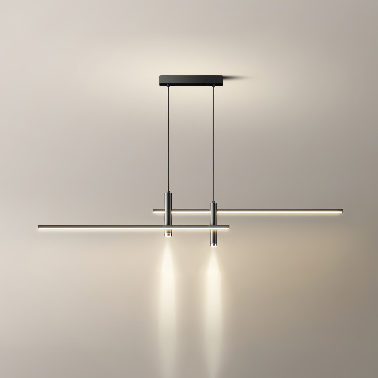 Lineaire hanglamp Links Island • 90/120/150cm • LED geïntegreerd • warm wit/neutraal/koel wit • dimbaar optie • zwart/goud • keuken-eiland boven tafel | Sansoti