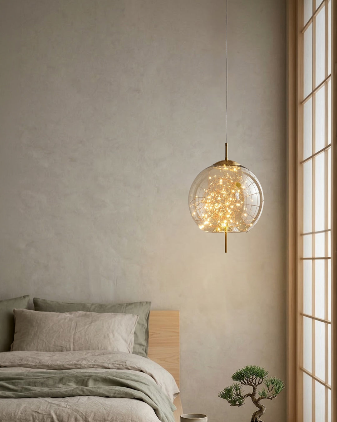 Glazen hanglamp LIV met rookachtige afwerking en warm wit licht – scandinavisch design met handafgewerkt glas – 3 maten beschikbaar | Sansoti