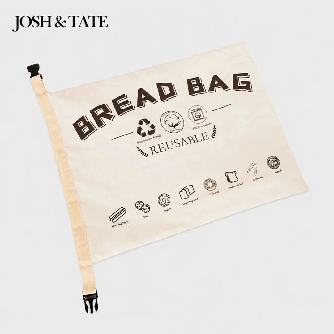 Reusable Cotton Bread Storage Bag with Clip Closure, Washable, Beige and White, Durable, Fresh Bread Storage for the Kitchen | Sansoti