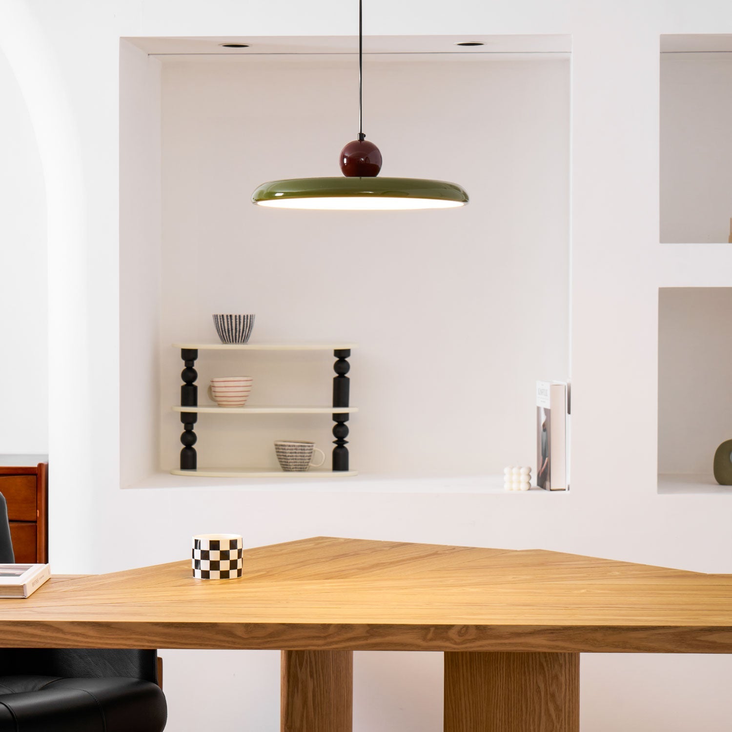 Hangende Plafondlamp Rond Stralend Disc Design Dimbaar 3 Kleuren 450cm Kabel Scandinavisch Interieur Rood Groen Beige | Sansoti