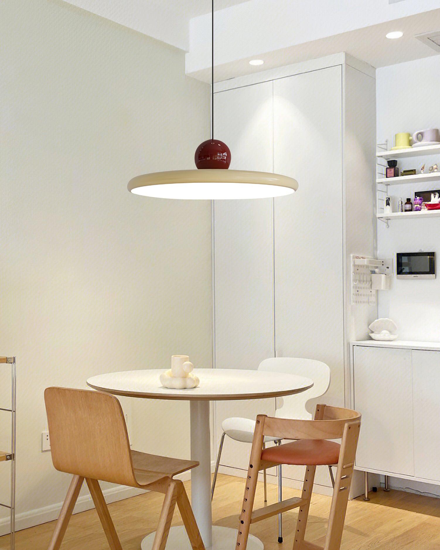 Hangende Plafondlamp Rond Stralend Disc Design Dimbaar 3 Kleuren 450cm Kabel Scandinavisch Interieur Rood Groen Beige | Sansoti
