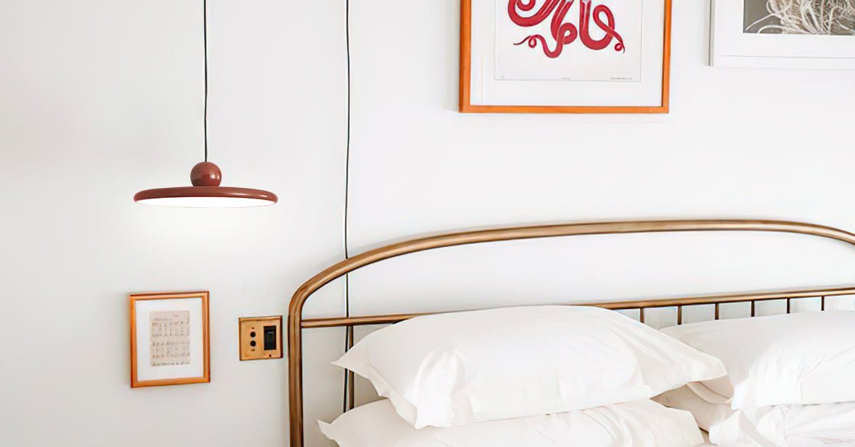 Hangende Plafondlamp Rond Stralend Disc Design Dimbaar 3 Kleuren 450cm Kabel Scandinavisch Interieur Rood Groen Beige | Sansoti