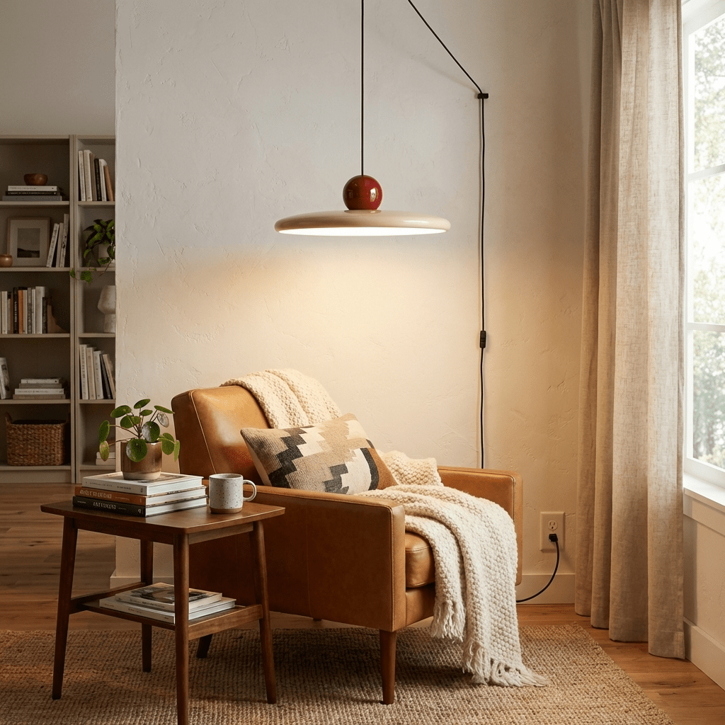 Hangende Plafondlamp Rond Stralend Disc Design Dimbaar 3 Kleuren 450cm Kabel Scandinavisch Interieur Rood Groen Beige | Sansoti