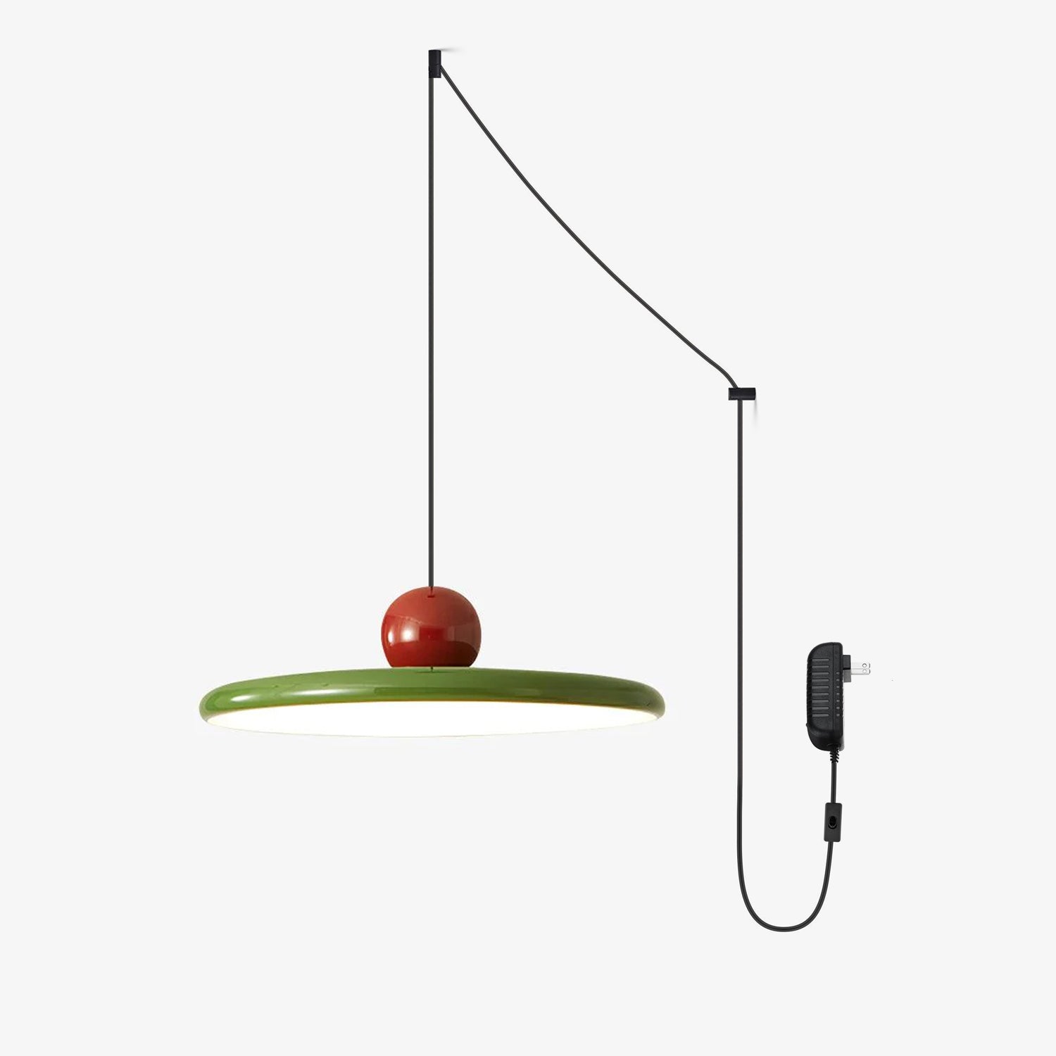 Hangende Plafondlamp Rond Stralend Disc Design Dimbaar 3 Kleuren 450cm Kabel Scandinavisch Interieur Rood Groen Beige | Sansoti