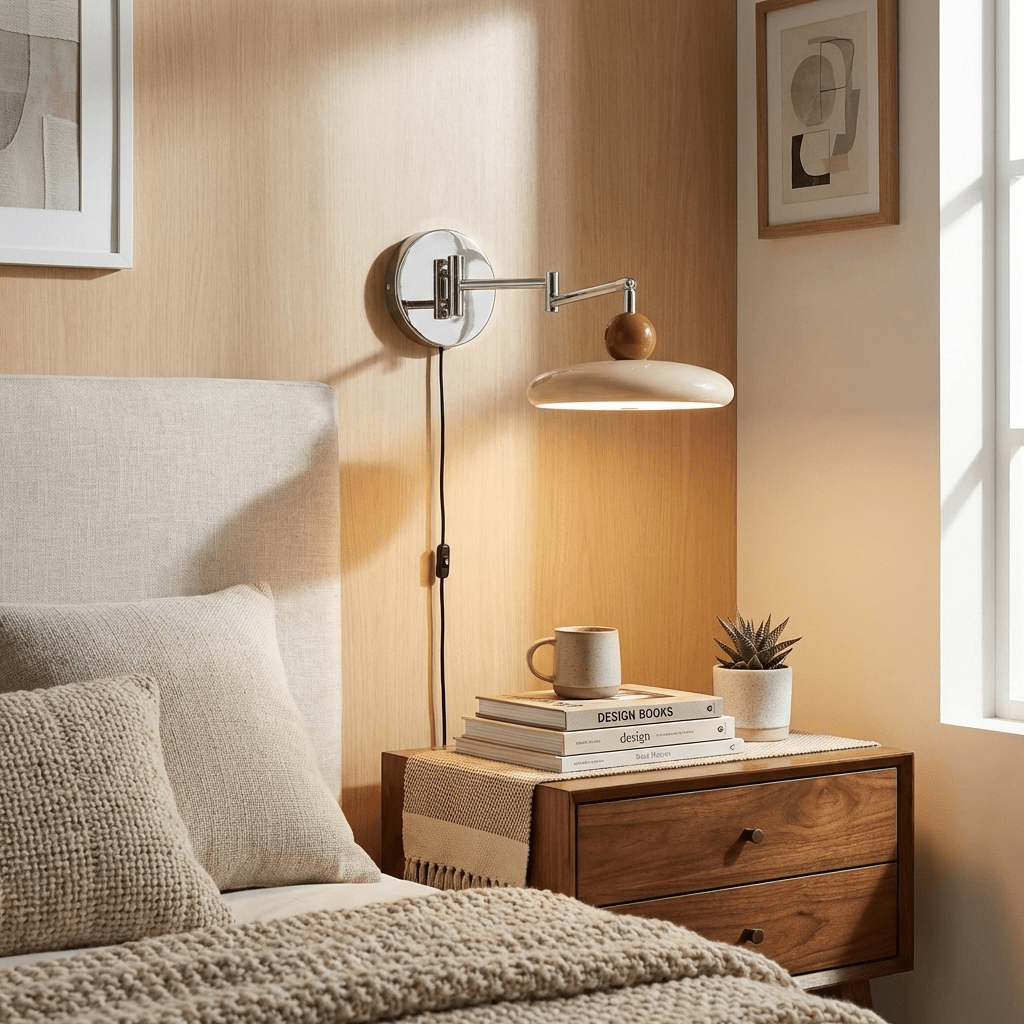 Ronde Plug-in Wandlamp – Scandinavisch Design met Geïntegreerde LED en 3 Kleurtemperaturen | Sansoti