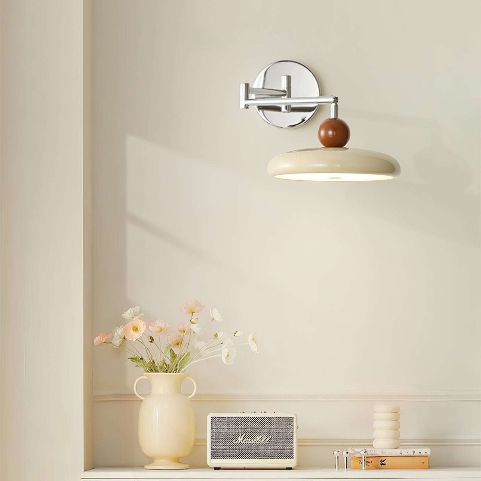 Ronde Plug-in Wandlamp – Scandinavisch Design met Geïntegreerde LED en 3 Kleurtemperaturen | Sansoti