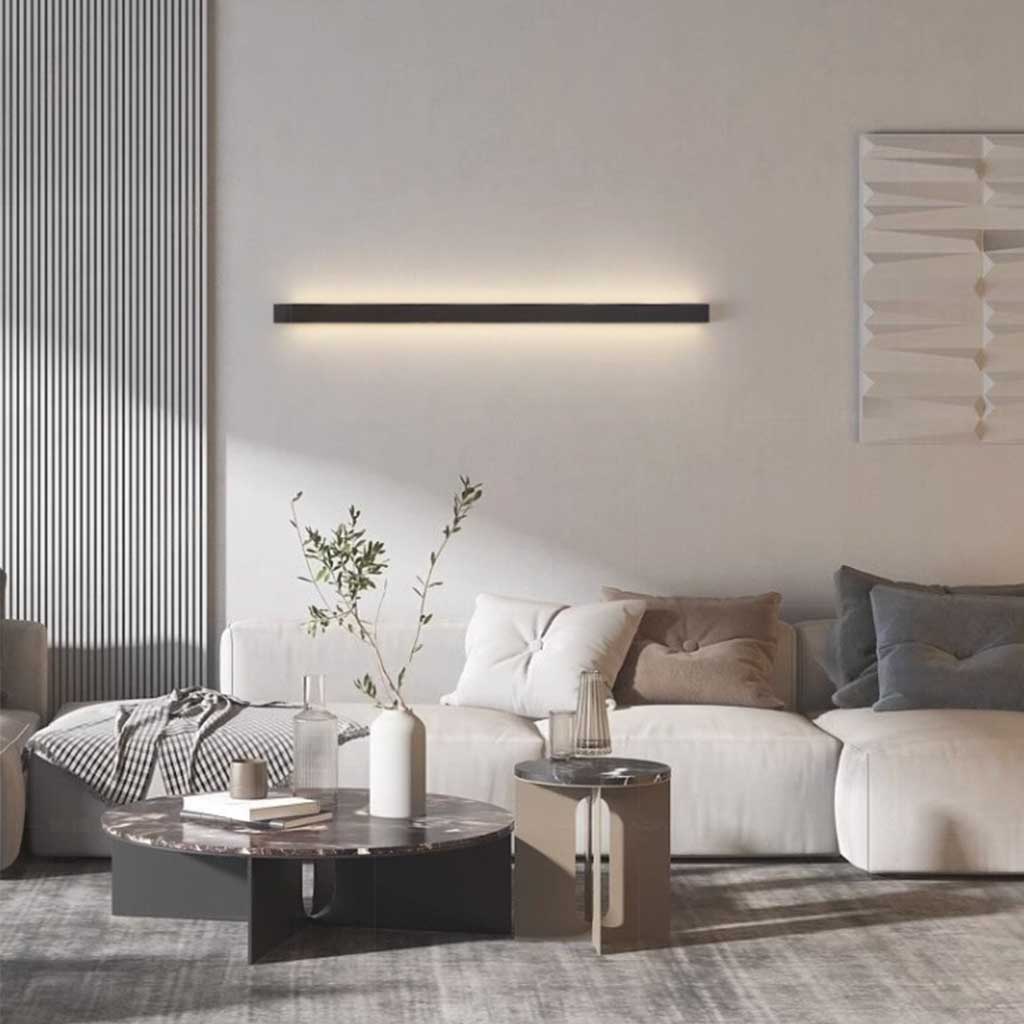 Lineare LED-Wandleuchte Dimmbar Schwarz Weiß Schlafzimmer Wohnzimmer Modernes minimalistisches Design Stimmungsbeleuchtung | Sansoti