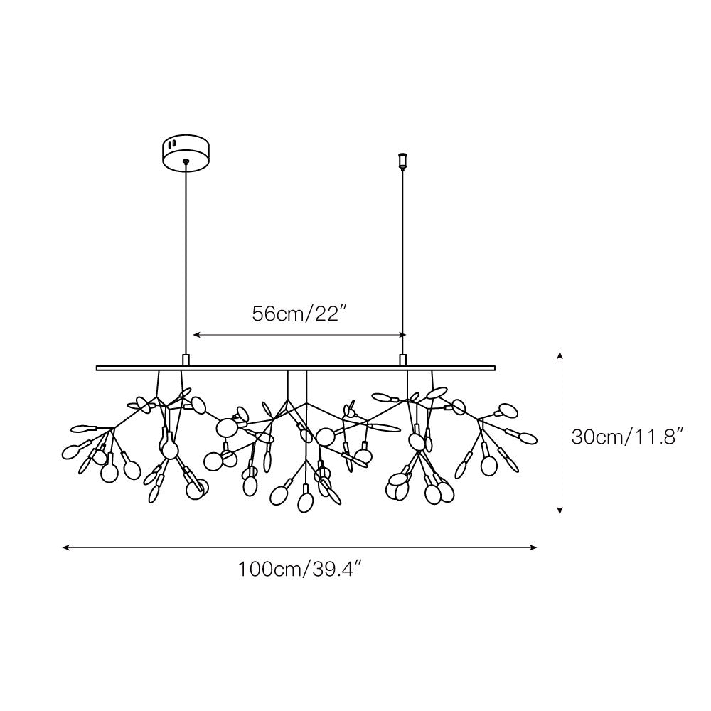 Design Heracleum Kroonluchter met LED Bladeren – Moderne Organische Hanglamp met 30 tot 108 Lichtpunten in Zwart of Roségoud | Sansoti