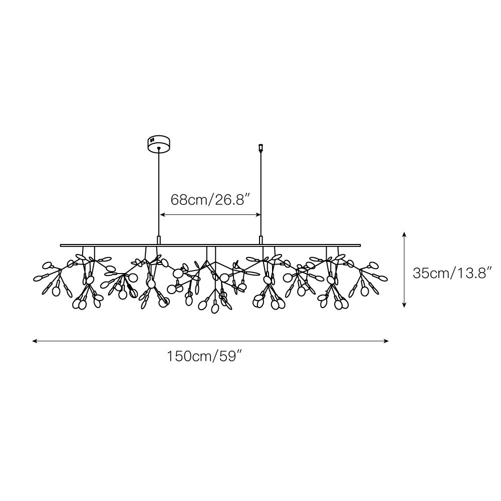 Design Heracleum Kroonluchter met LED Bladeren – Moderne Organische Hanglamp met 30 tot 108 Lichtpunten in Zwart of Roségoud | Sansoti