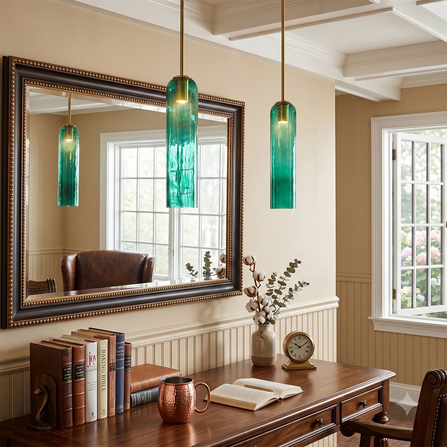 Glazen Hanglamp met Lange Buis – Mondgeblazen Glas Zwart of Goud Finish 10cm Diameter | Sansoti