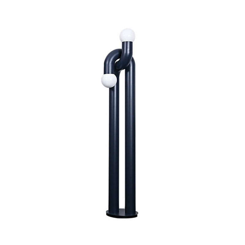 Moderne Staande Boogvorm Lamp met Twee Glazen Bollen – Decoratieve Dubbele Verlichting voor Woonkamer | Sansoti