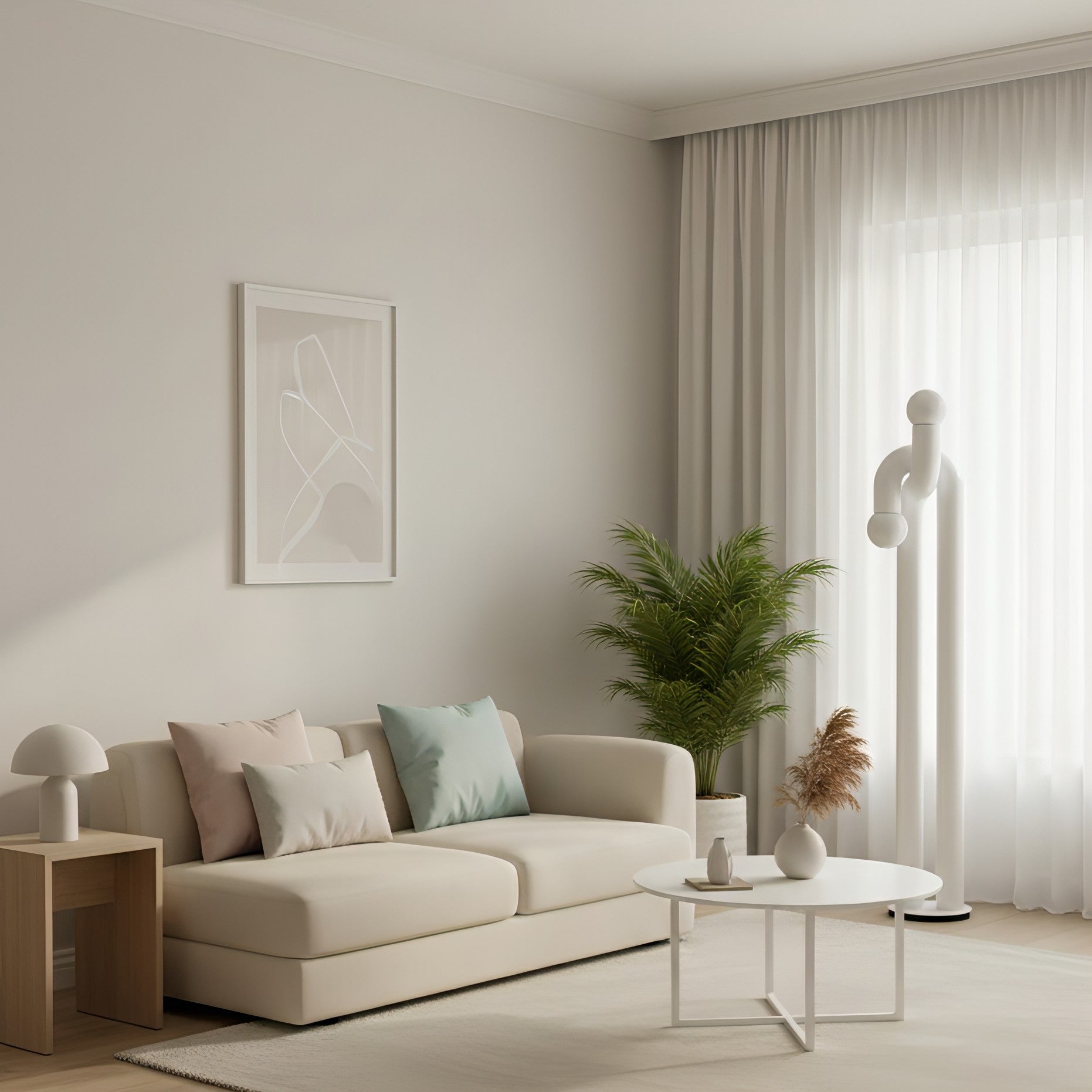 Moderne Staande Boogvorm Lamp met Twee Glazen Bollen – Decoratieve Dubbele Verlichting voor Woonkamer | Sansoti