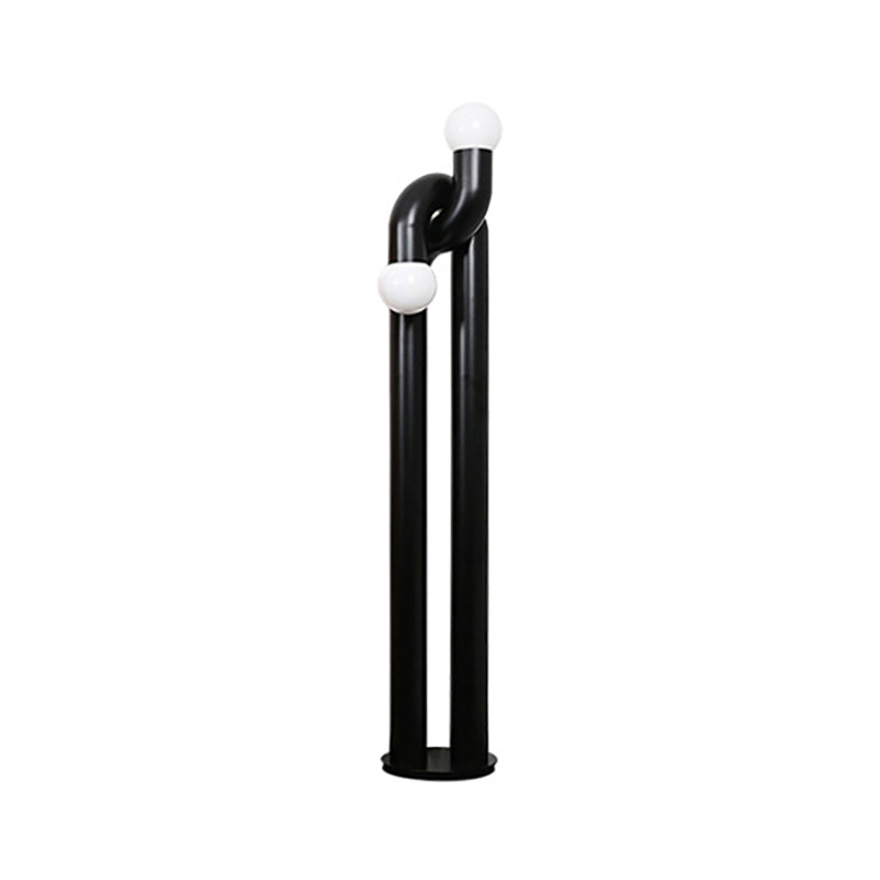 Moderne Staande Boogvorm Lamp met Twee Glazen Bollen – Decoratieve Dubbele Verlichting voor Woonkamer | Sansoti