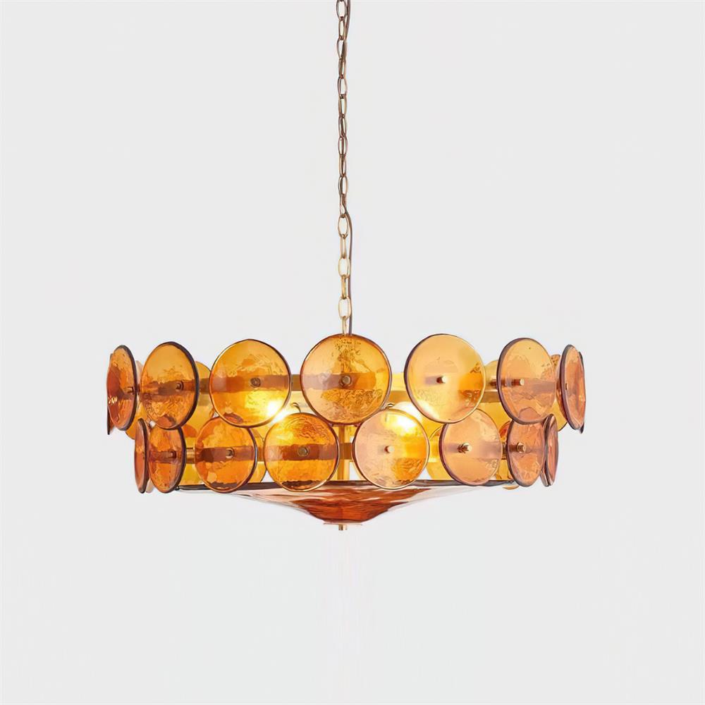 Hanglamp Glazen Schijven Messing Amber Eettafel Woonkamer Design Hanglamp Ronde Glazen Hanglamp Statement Verlichting Hal | Sansoti