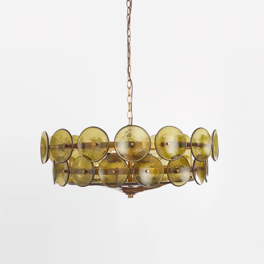 Hanglamp Glazen Schijven Messing Amber Eettafel Woonkamer Design Hanglamp Ronde Glazen Hanglamp Statement Verlichting Hal | Sansoti