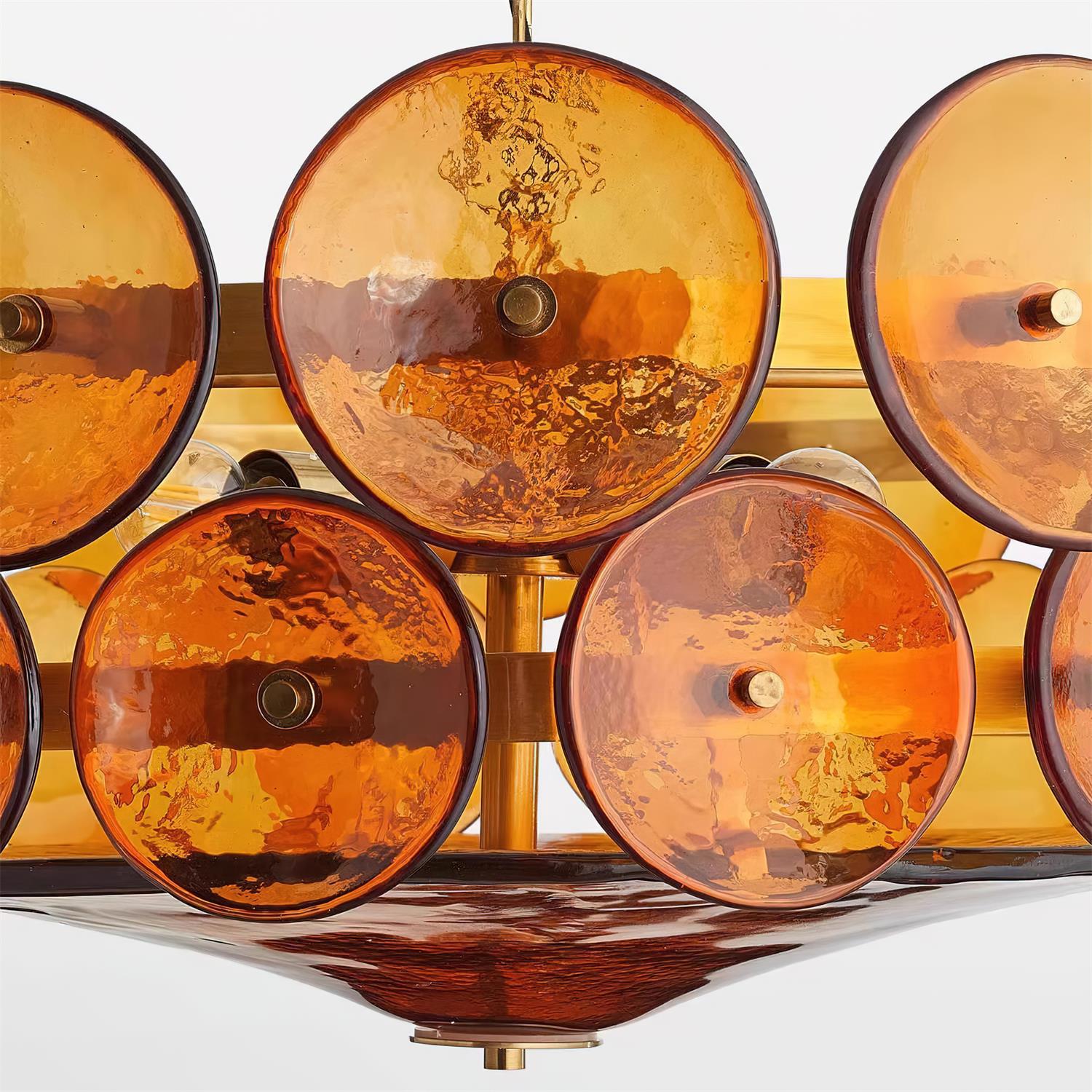 Hanglamp Glazen Schijven Messing Amber Eettafel Woonkamer Design Hanglamp Ronde Glazen Hanglamp Statement Verlichting Hal | Sansoti