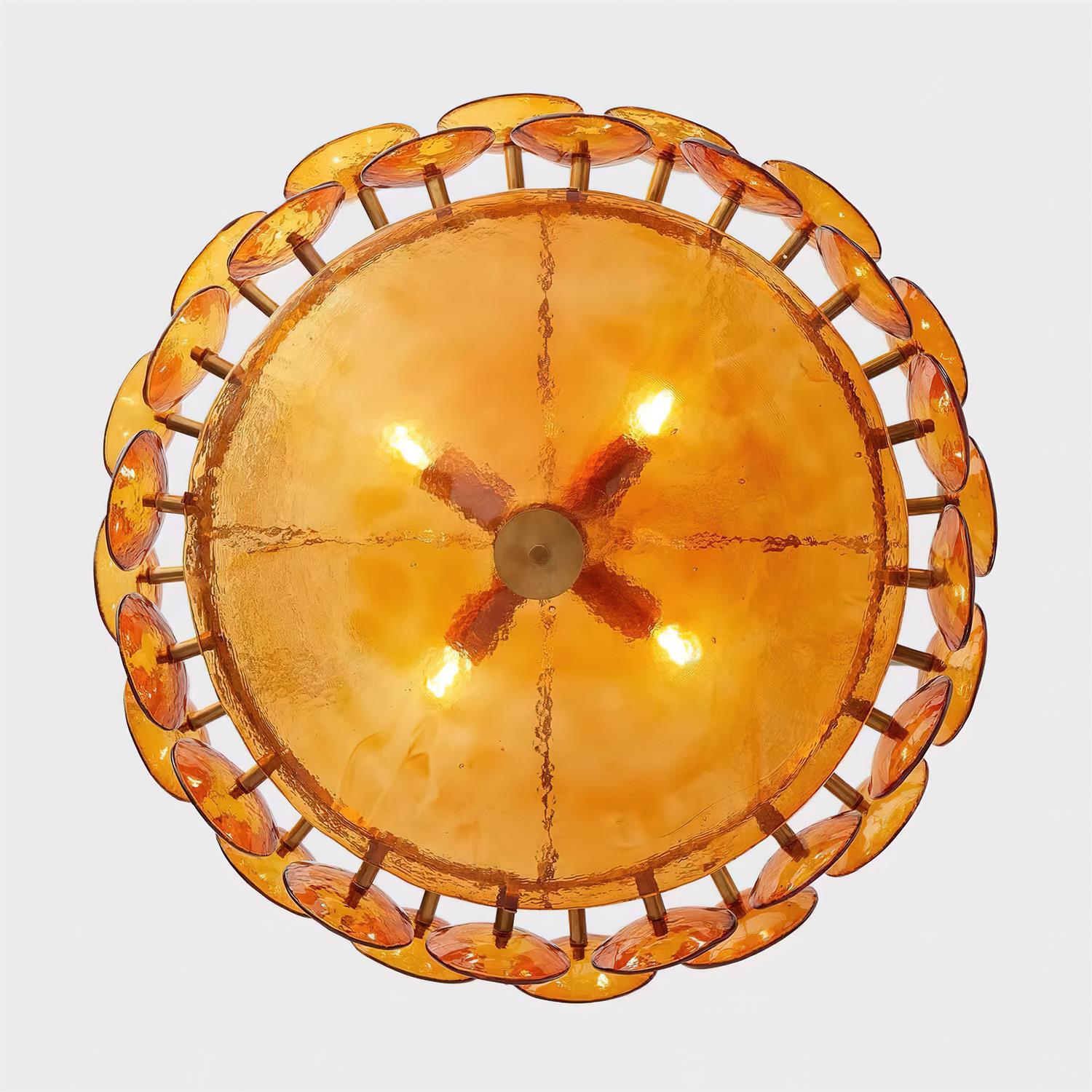 Hanglamp Glazen Schijven Messing Amber Eettafel Woonkamer Design Hanglamp Ronde Glazen Hanglamp Statement Verlichting Hal | Sansoti