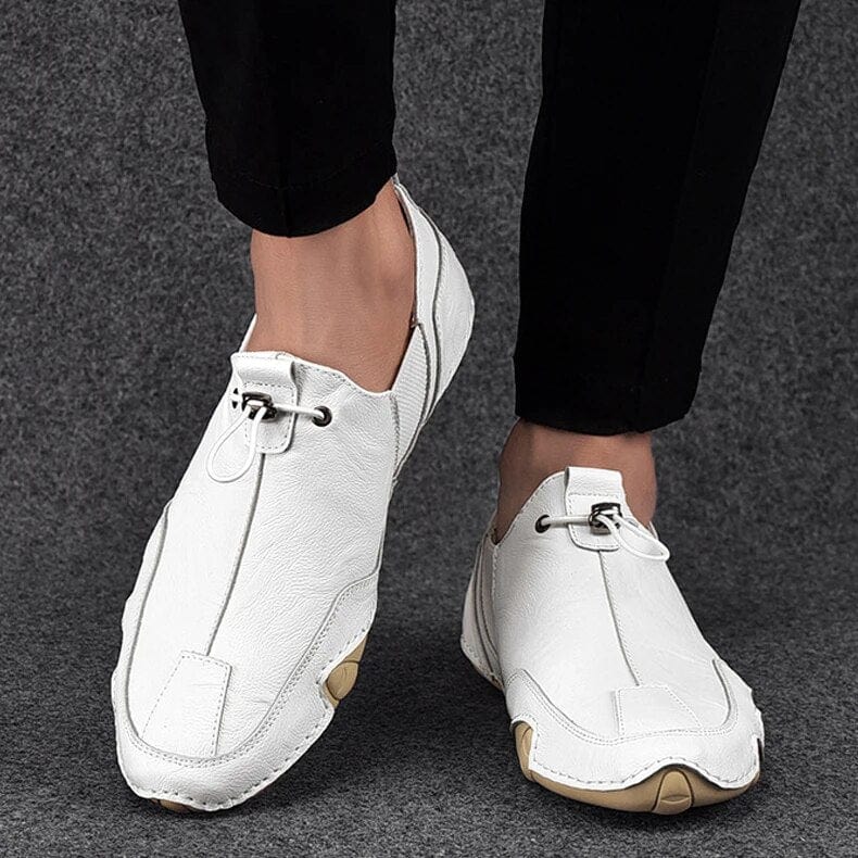 Instap Loafers met Elastische Vetersluiting – Leren Slip-on Schoenen voor Heren | Sansoti