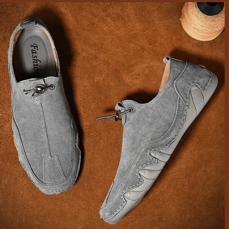 Instap Loafers met Elastische Vetersluiting – Leren Slip-on Schoenen voor Heren | Sansoti