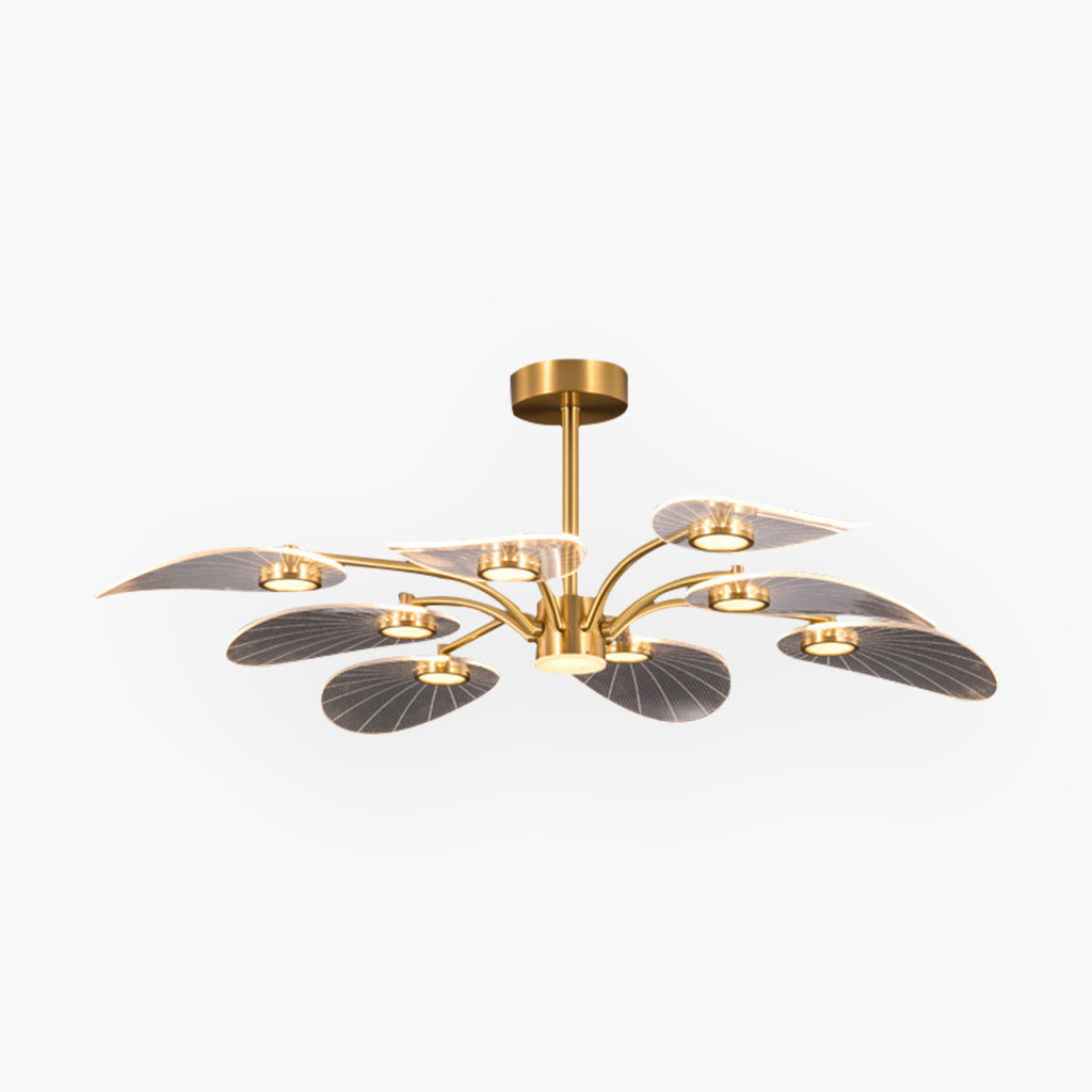 Lotus-Halbdeckenleuchte Acryl Gold LED 6-8-10 Arme Wohnzimmer Esszimmer Schlafzimmer Moderne Innenbeleuchtung | Sansoti