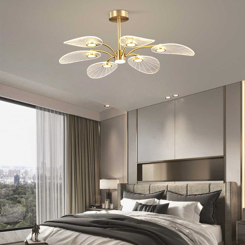 Lotus-Halbdeckenleuchte Acryl Gold LED 6-8-10 Arme Wohnzimmer Esszimmer Schlafzimmer Moderne Innenbeleuchtung | Sansoti