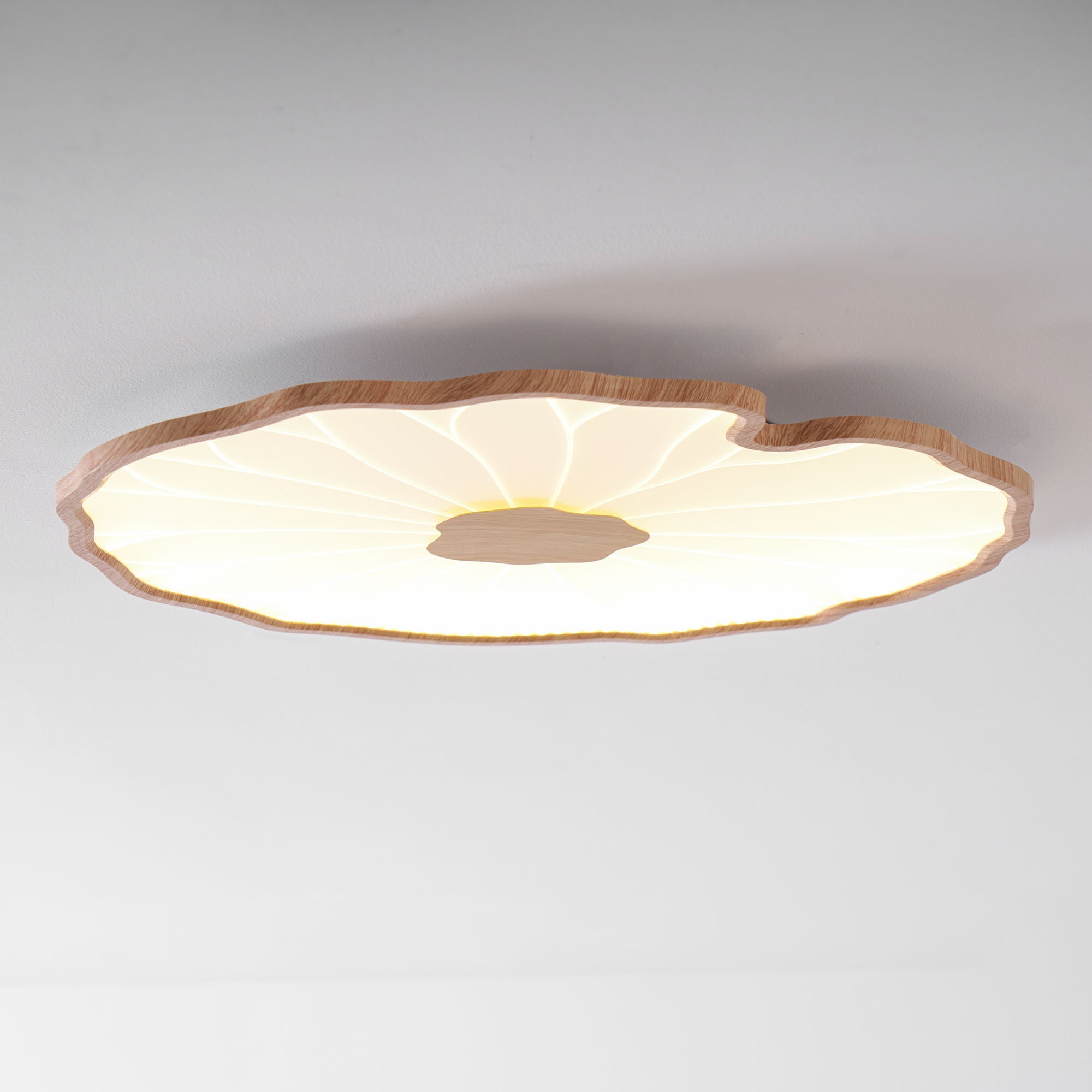 Plafondlamp Lotusbladmotief – Acryl Afwerking 6 Maten Houtnerf Warmwit Scandinavisch Design Eetkamerlamp | Sansoti