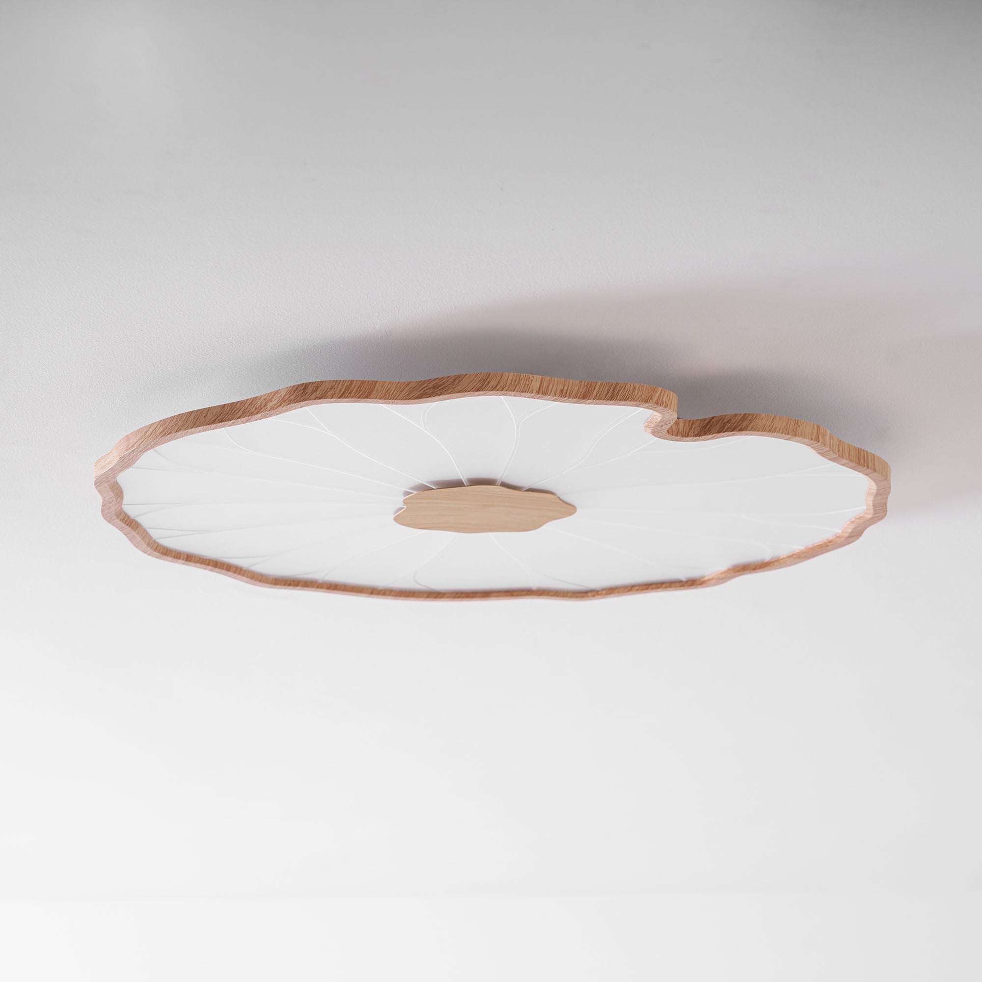 Plafondlamp Lotusbladmotief – Acryl Afwerking 6 Maten Houtnerf Warmwit Scandinavisch Design Eetkamerlamp | Sansoti