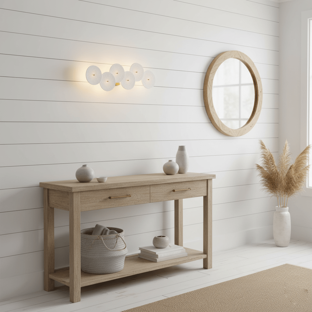Keramische Lotusbloem Wandlamp met Gouden Armatuur – Cascade Lichteffect voor Stijlvolle Verlichting | Sansoti